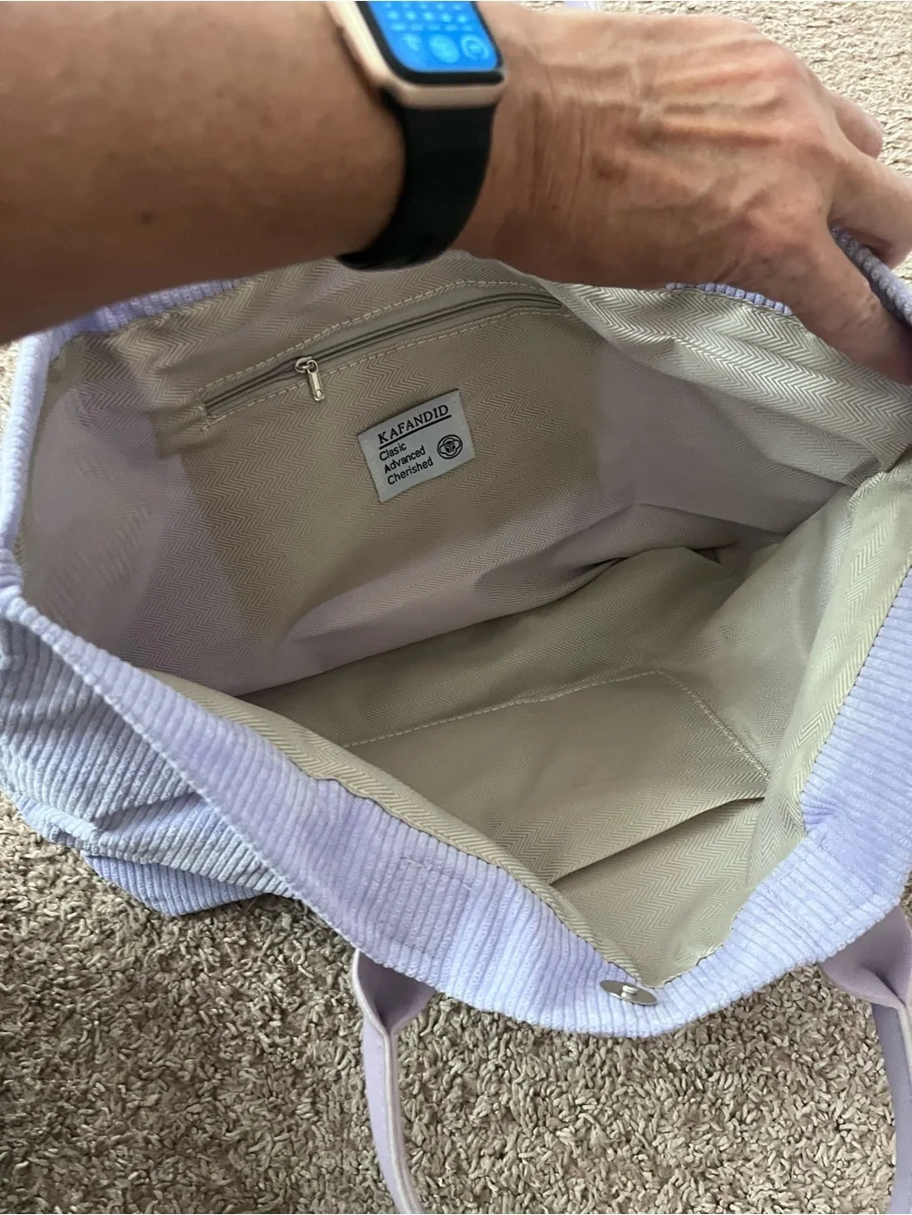 Everyday Lilac Corduroy Tote with Top Handles